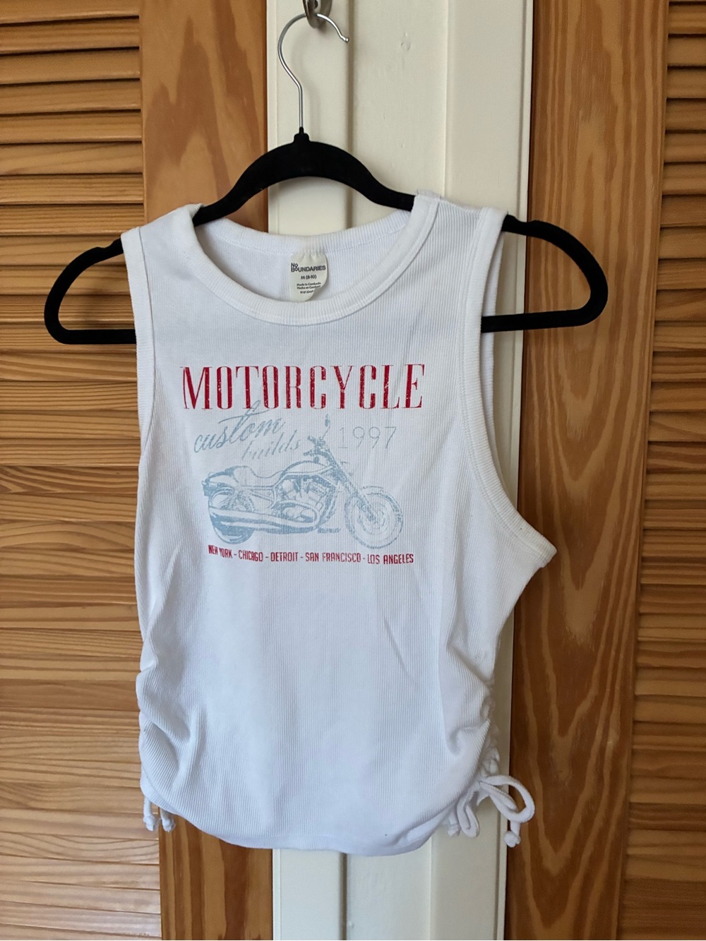 White Motorcycle Graphic Tank Top - no boundaries size medium